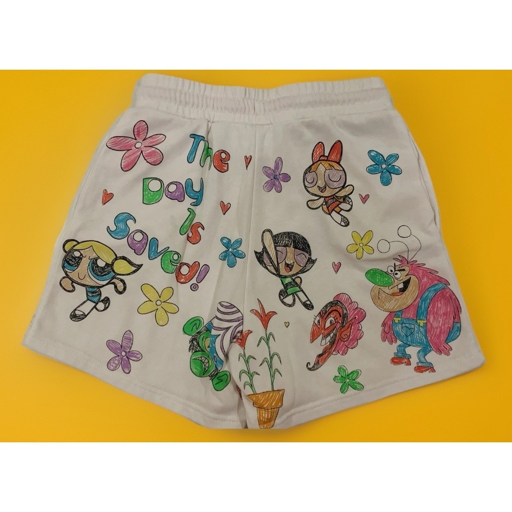 Power Puff Y2K Vintage Tie Dye Purple Sweat Shorts Women's Size XS Retro X Small - Picture 2 of 4